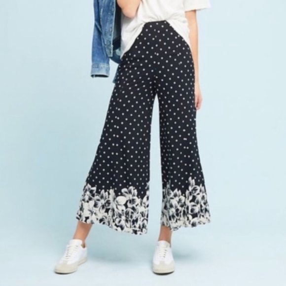 Anthropologie Chesapeake Polka Dot Wide Leg Pants - Picture 1 of 13